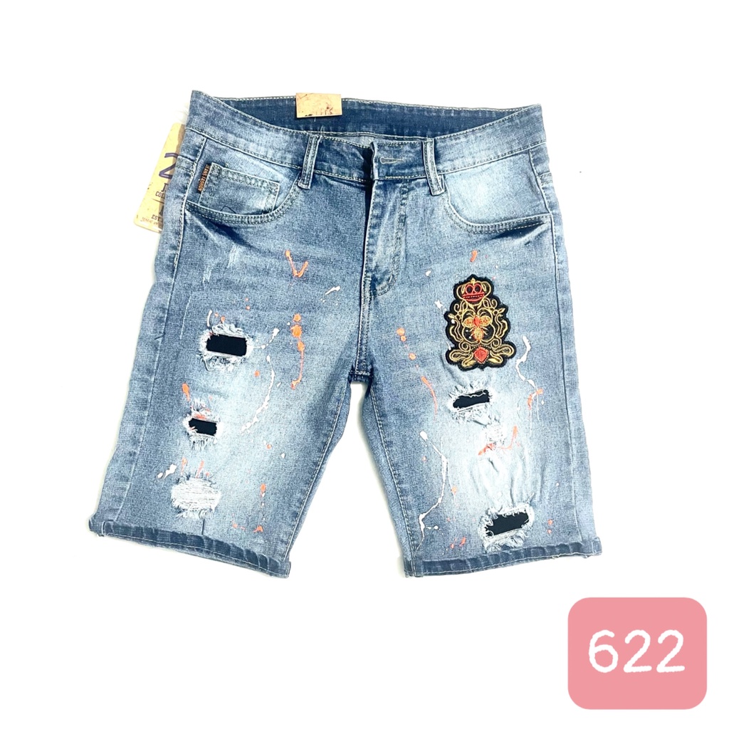 Quần jean đùi nam, màu xanh rách, co giãn thời trang cao cấp King168 sj622