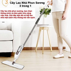 Cây Lau Nhà Phun Sương  Thông Minh Xoay 360 Độ Cao Cấp,Chổi Lau Nhà Kèm Bình Xịt