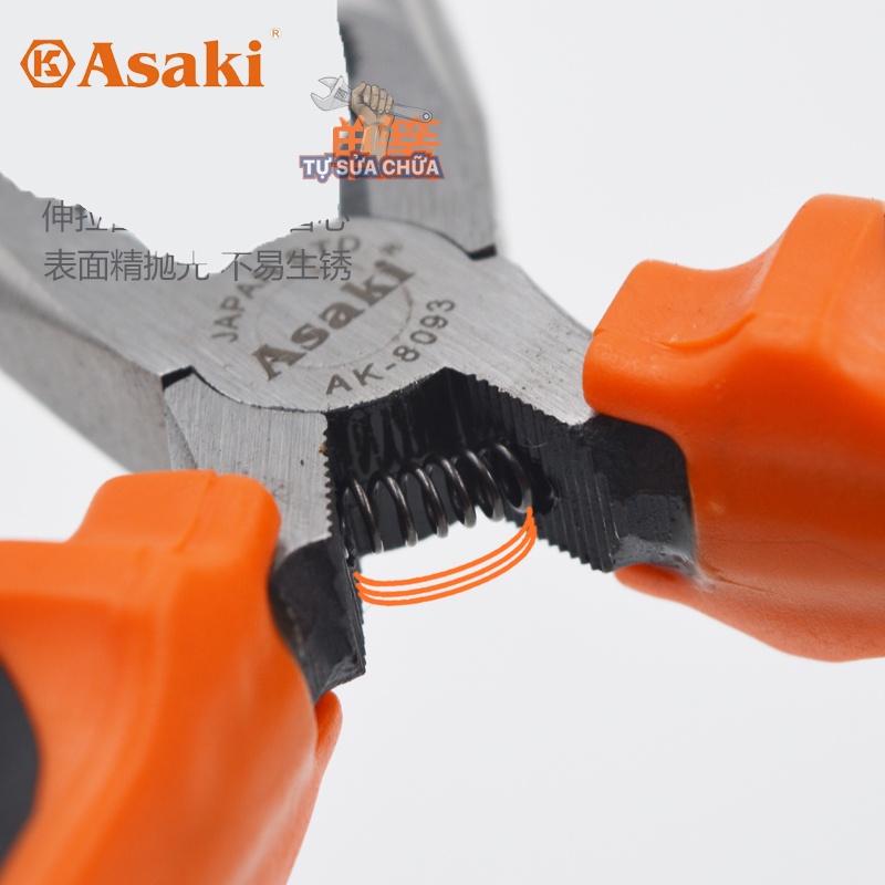 Kìm nhọn kiểu Đức Asaki đa năng thép CR-V siêu cứng chống gỉ sét tay cầm bọc cao su