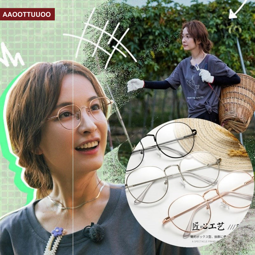 Mắt kính gọng kim loại tròn phong cách cổ điển thời trang unisex