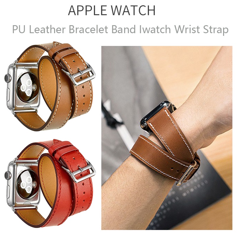 Dây Đeo Bằng Da Pu Cho Đồng Hồ Thông Minh Apple Watch Series 1 2 3 4 5 6 7 42mm 44mm 38mm 40mm 41mm 45mm
