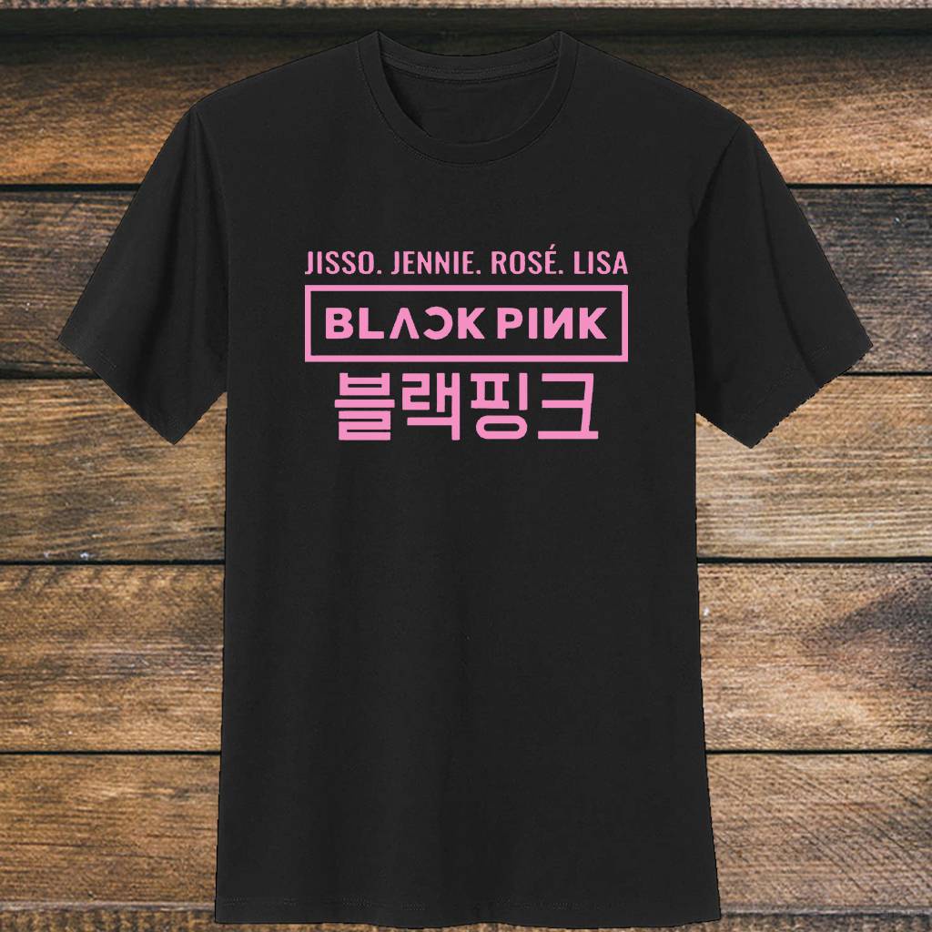 Áo thun cổ tròn màu đen/trắng in hình Blackpink size S-4XL