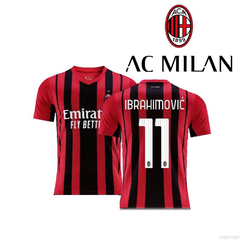 Áo thun thể thao tay ngắn cổ tròn dáng rộng in logo đội bóng AC Milan số 11