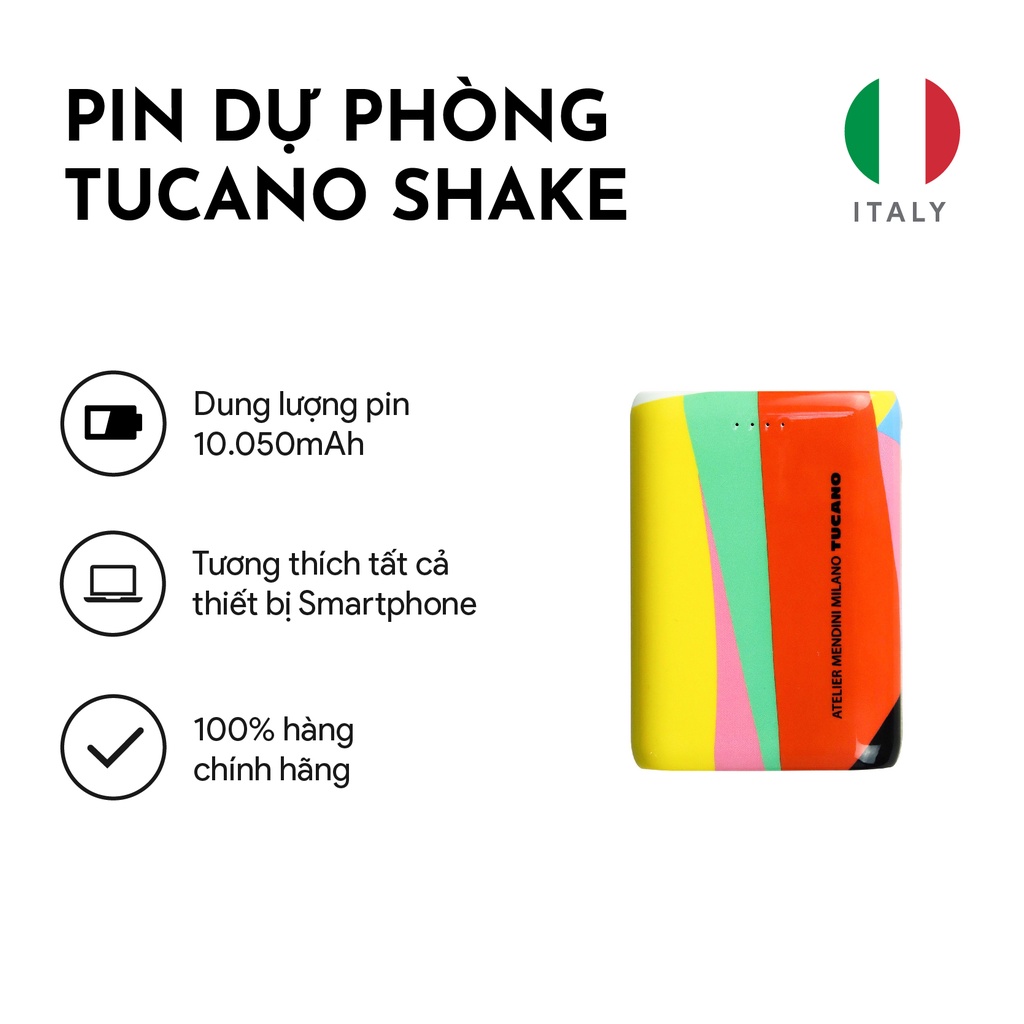 Pin dự phòng Tucano Shake cao cấp kiểu dáng cách điệu độc đáo 10.050 mAh