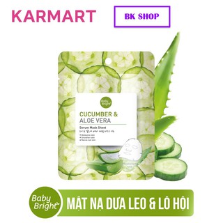 Mặt nạ dưa leo & lô hội Baby Bright Cucumber & Aloe Vera Serum Mask Sheet 20g