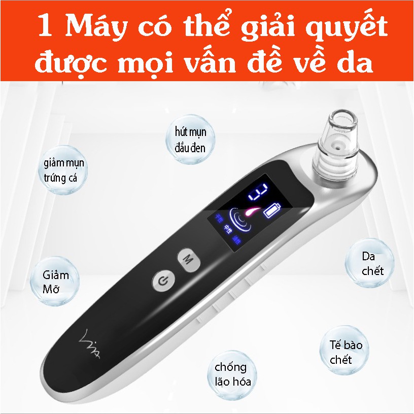 Máy hút mụn cầm tay, máy hút mụn cầm tay có đèn led, siêu tiện lợi, an toàn cho da mặt, bảo hành 1 năm