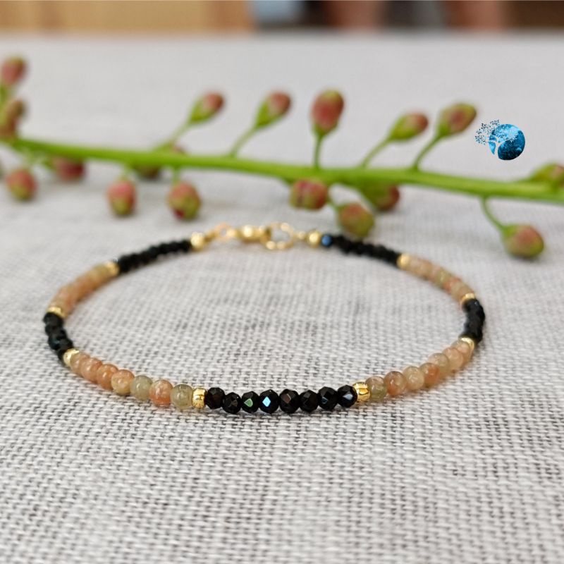 Vòng đá unakite mix đá núi lửa