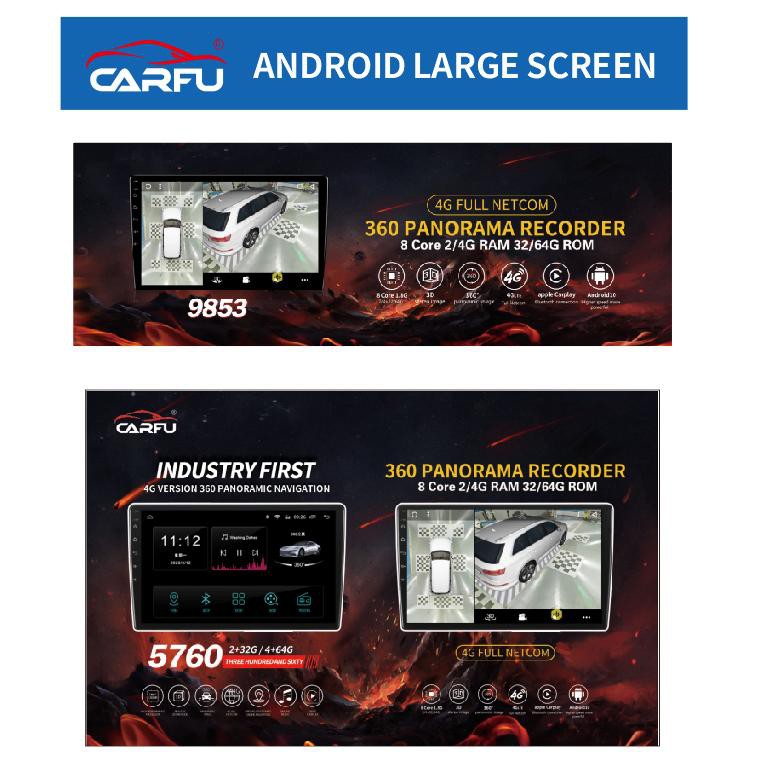 Màn hình CARFU CPU lõi 8 android 9.1 tích hợp camera 360 giả lập 3D