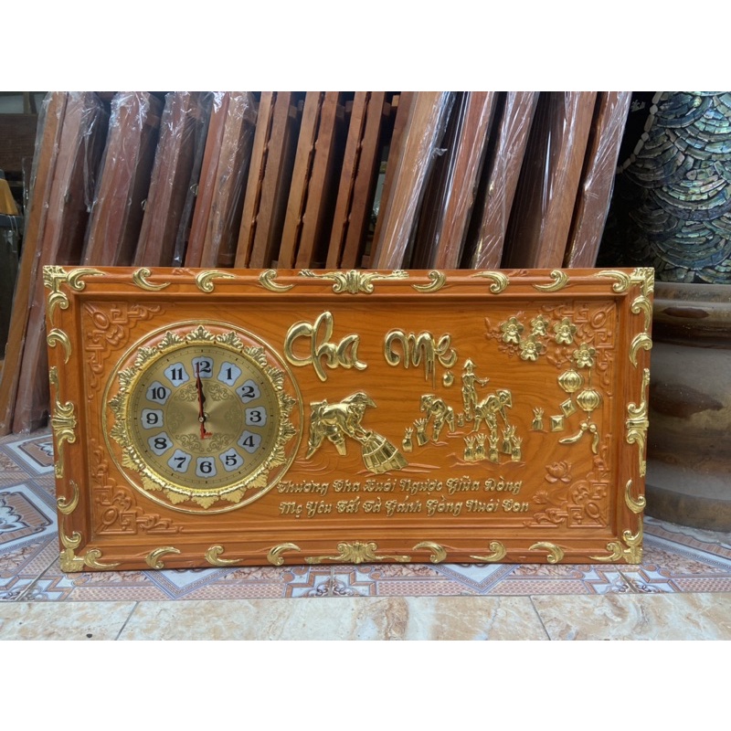 Tranh đồng hồ treo tường gỗ gõ , hương đá cao cấp