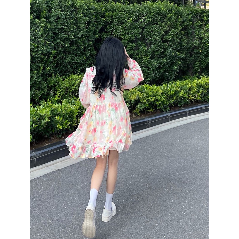 Váy Hoa Babydoll Hoa Chìm Đi Biển, Dạo Phố, Đi Chơi Cực Xinh Cho Các Nàng- Form To Freesize
