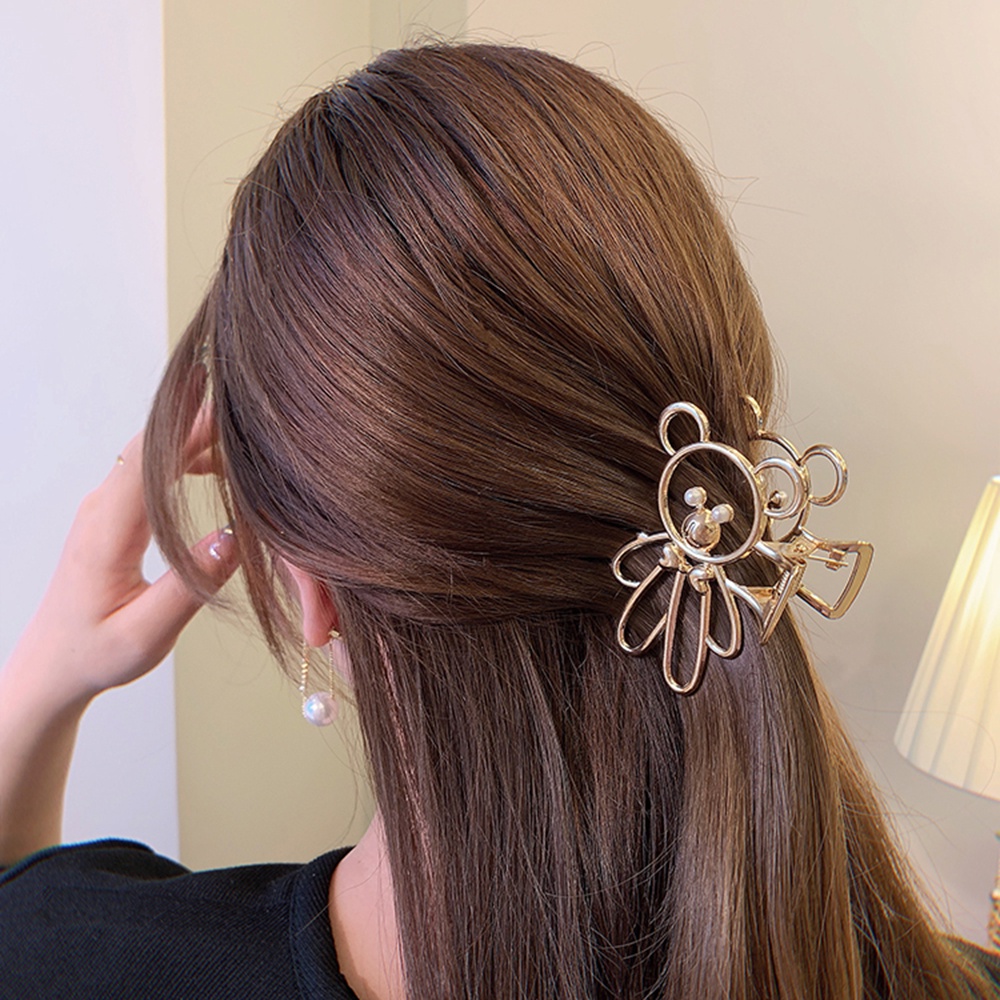 Kẹp tóc hình gấu màu vàng/bạc thời trang mùa hè dễ thương cho nữ