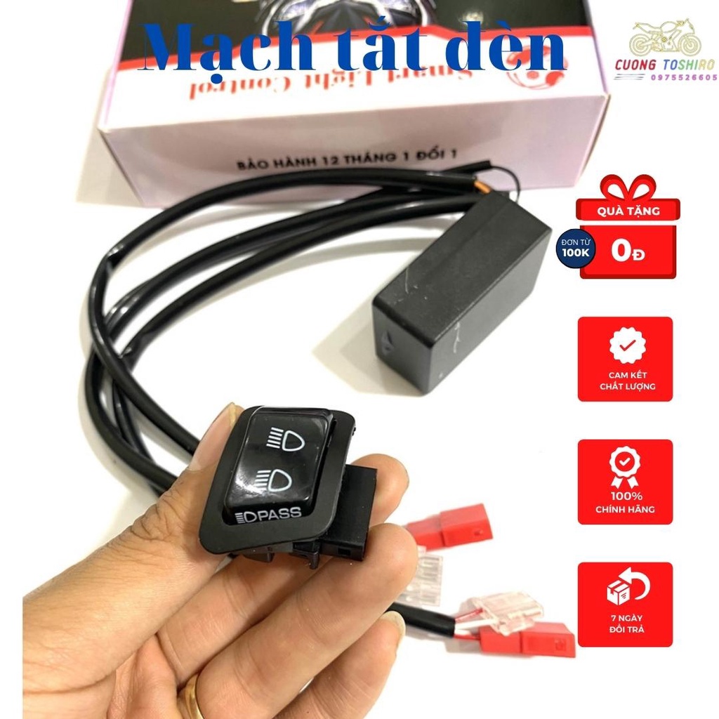 Bộ mạch tắt mở đèn kèm công tắc passing cho xe AB  AirBlade full Giắc Cắm bảo hành 1 năm