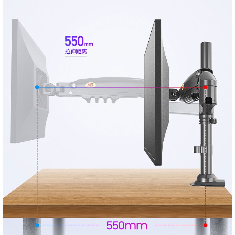 Giá Treo Màn Hình NB H100 cho màn hình 22 đến 35 Inch - Tay Treo Màn Hình Máy Tính Gắn Bàn Xoay 360 Độ