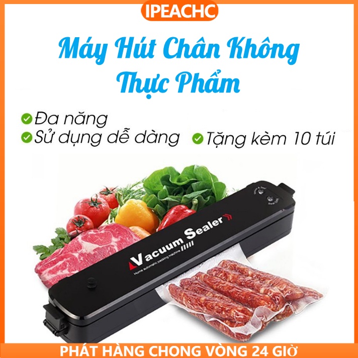 Máy Hút Chân Không Thực Phẩm Kèm Hàn Miệng Túi Vacuum Sealer ( tặng 10 túi hút ) Dùng Cho Mọi Loại Túi Hút 40-300mm