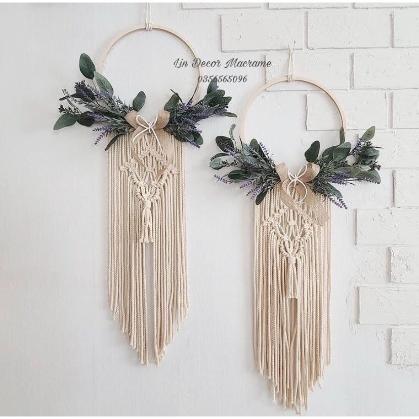 Dreamcatcher Macrame Trang Trí by Lin Decor 2 - Không bao gồm Cây Hoa Lá Decor