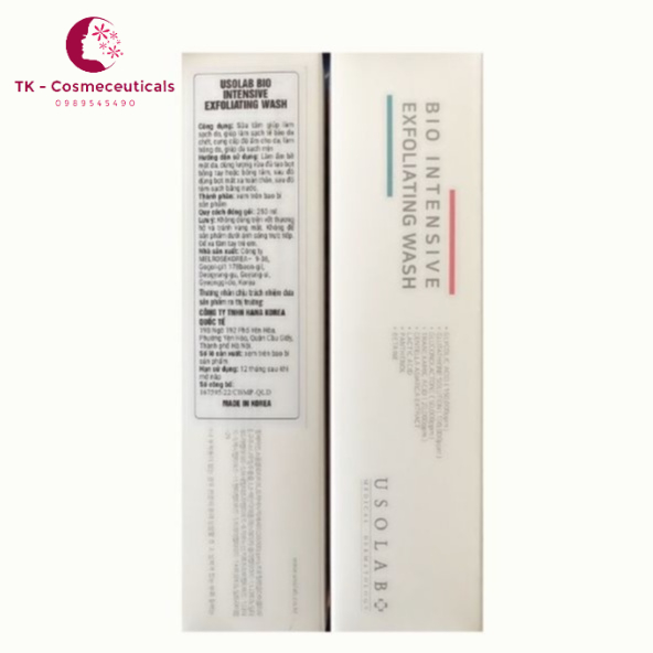 Sữa Tắm Truyền Trắng Usolab Bio Intensive Exfoliating Wash, Dưỡng Ẩm Chống Lão Hoá Da Thế Hệ Mới - 250ml