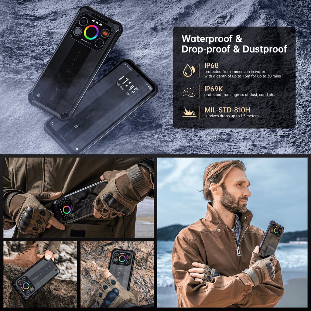 IIIF150 Air1 Ultra + 24GB 256GB Điện thoại chắc chắn Helio G99 64MP 6.8 "FHD + 120Hz 7000mAh Điện thoại thông minh bền chắc Siêu mỏng