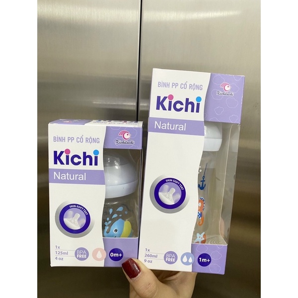 BÌNH SỮA CAO CẤP KICHI CỔ RỘNG NÚM SIÊU MỀM CHO BÉ