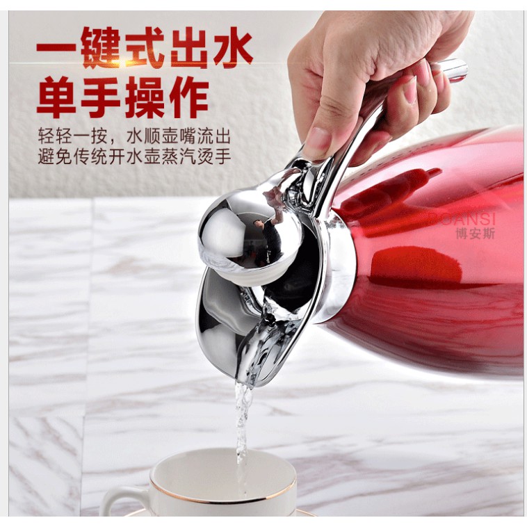 Bình Thủy Giữ Nhiệt Inox Cao Cấp 2L Màu Đỏ