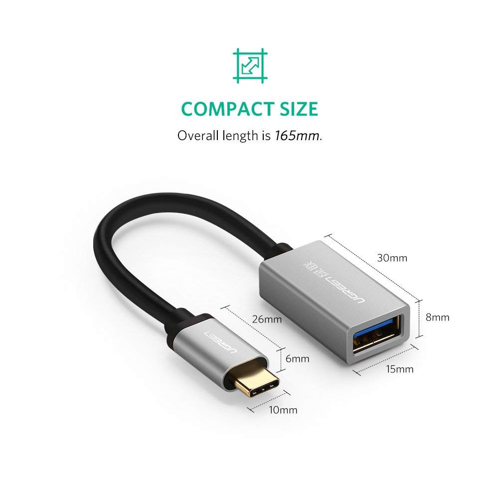 Cáp OTG USB Type C To USB 3.0 UGREEN 30646 Màu Đen - Hàng Chính Hãng