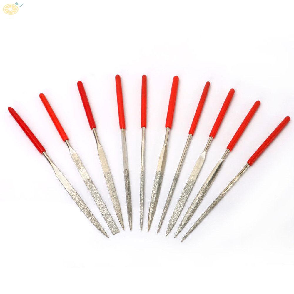 1 sET Alloy 10pcs/Set 140*3mm 120 mesh Mini Electroplated Needle Metal Carving Craft Hand Tool Useful Diamond File Rasp