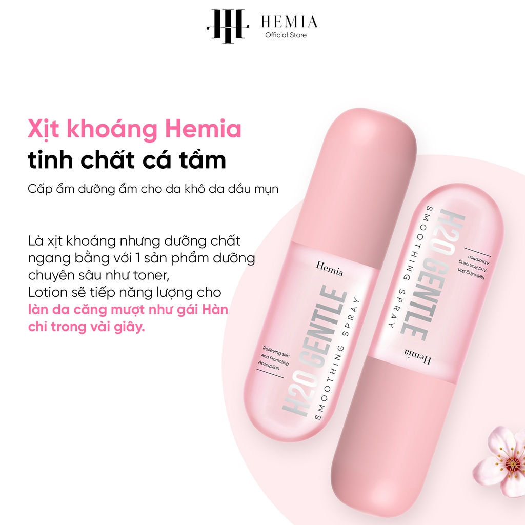 Xịt khoáng Hemia tinh chất cá tầm cấp ẩm dưỡng ẩm cho da khô da dầu mụn