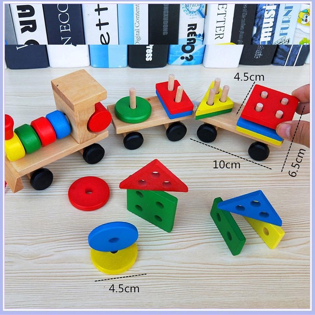 Freeship50k Đồ chơi đoàn tàu thả hình khối cho bé Đồ Chơi Trí Tuệ Cho Bé Phát Triển Kỹ Năng Cơ Bản