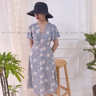 Đầm hoa nút bọc