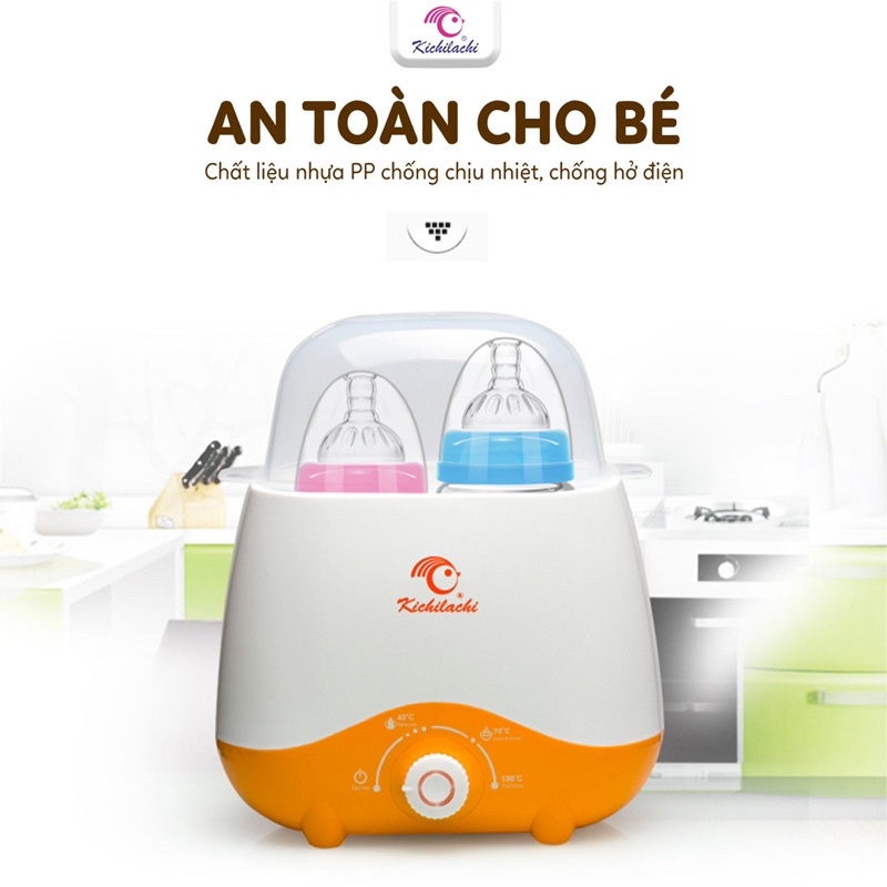 Máy ủ sữa đôi, hâm sữa KICHILACHI cho bé, có 4 chức năng hâm sữa, ủ sữa, hâm thức ăn và tiệt trùng tiện lợi cho mẹ
