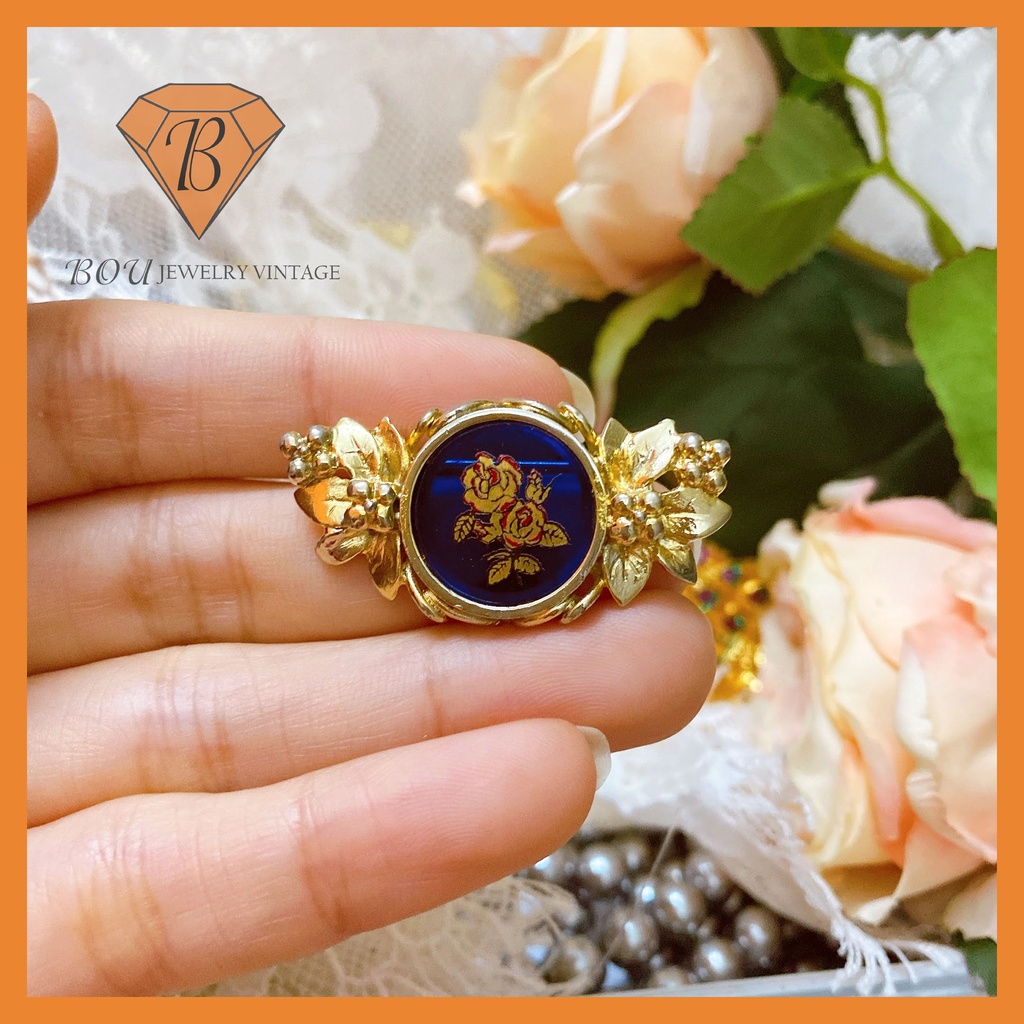 CÀI ÁO HÌNH HOA HỒNG SECONDHAND TRANG SỨC SI NHẬT BẢN BOU JEWELRY VINTAGE MÃ CA222