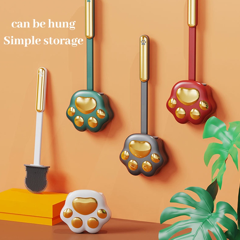 Bàn Chải Chà Bồn Cầu Tay Cầm Dài Gắn Tường Hình Chân Mèo Dễ Thương