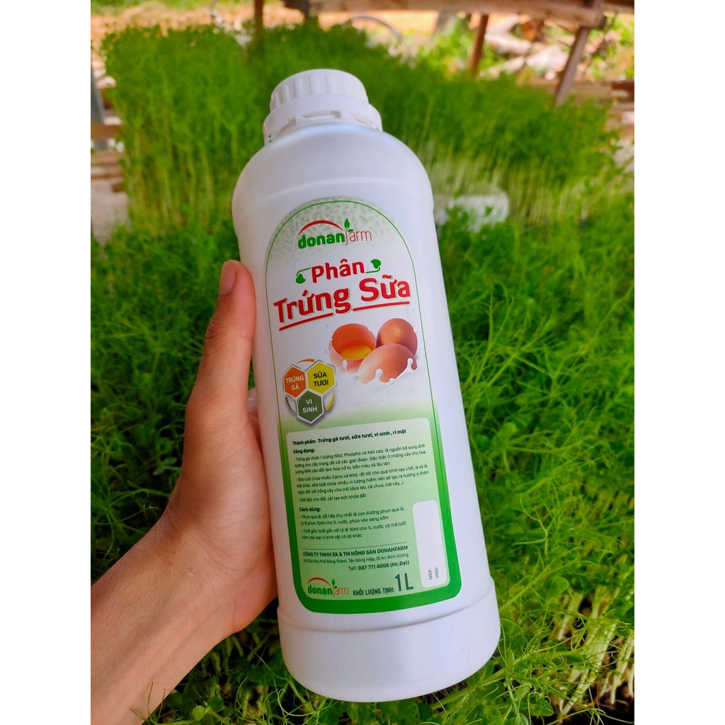 Phân trứng sữa Donanfarm, bổ sung dinh dưỡng giúp cây ra hoa trái to phù hợp với hoa hồng, lan, rau củ quả - Chai 1 Lít