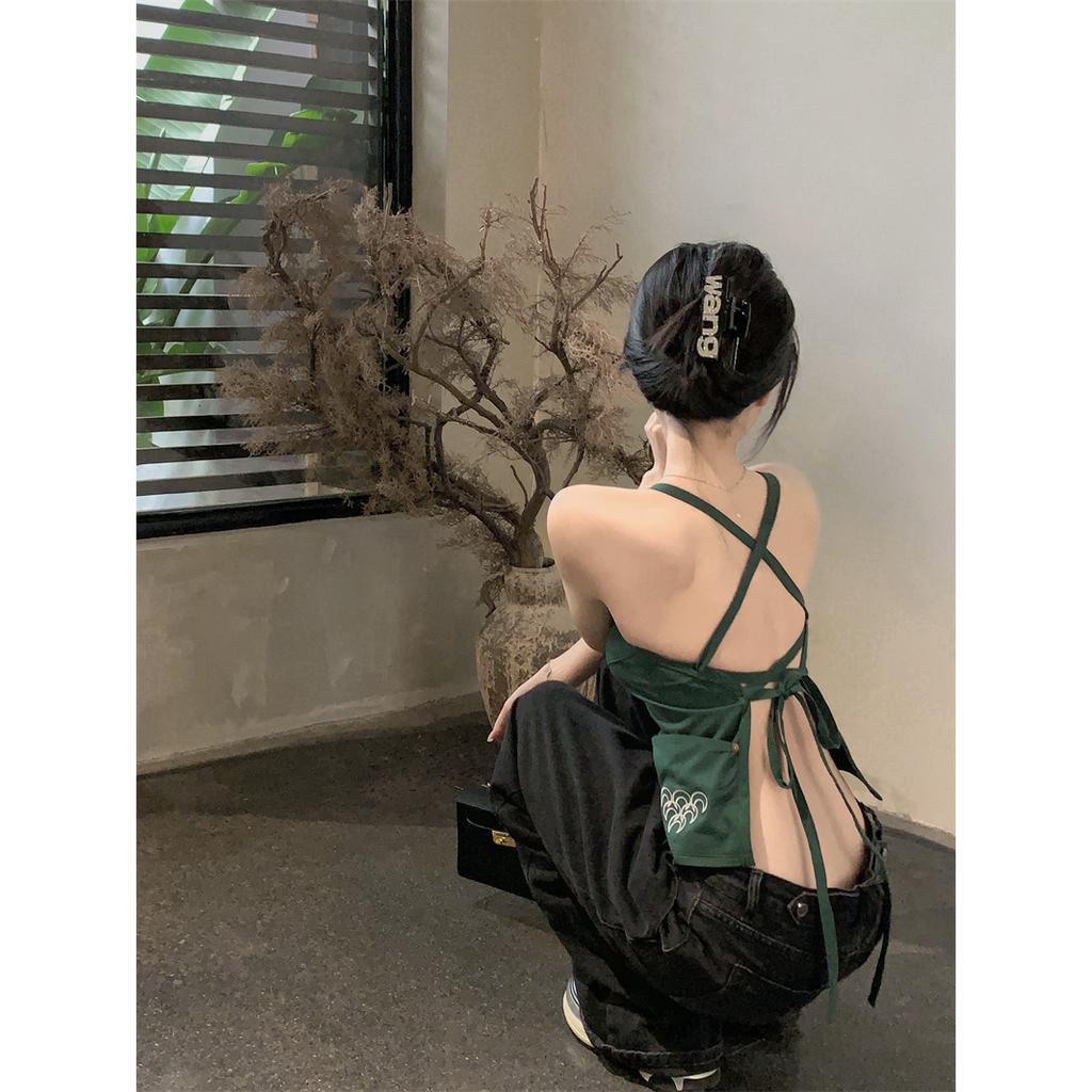 Porozi Áo croptop Dây Chéo Lưng Gợi Cảm Cho Nữ