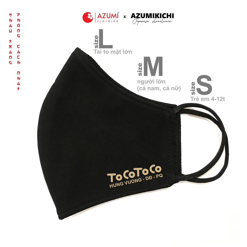 Khẩu trang vải size M màu đen BÁN SỈ Combo 100 cái Khẩu trang thời trang Unisex Nam Nữ chính hãng Azumikichi