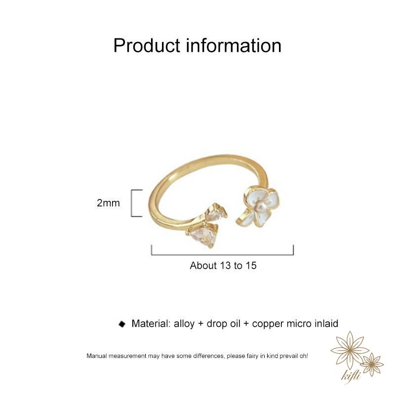 Nhẫn Hở Họa Tiết Hoa Anh Đào Đính Đá Pha Lê Màu Vàng Thời Trang