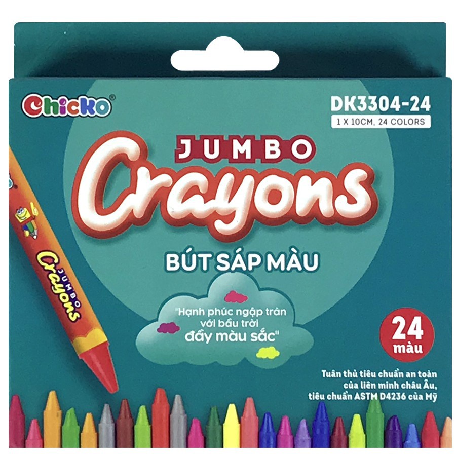 Bút Sáp Màu Duka: Jumbo Crayons (24 Màu) DK 3304 - 24