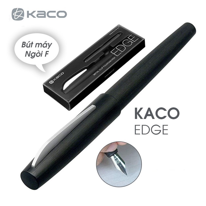 Bút Máy KACO EDGE K1034 Vỏ Đen Vân xước Cao Cấp Chính Hãng - Bút máy Kaco Edge kèm 2 Ống mực - Minh Tín Shop