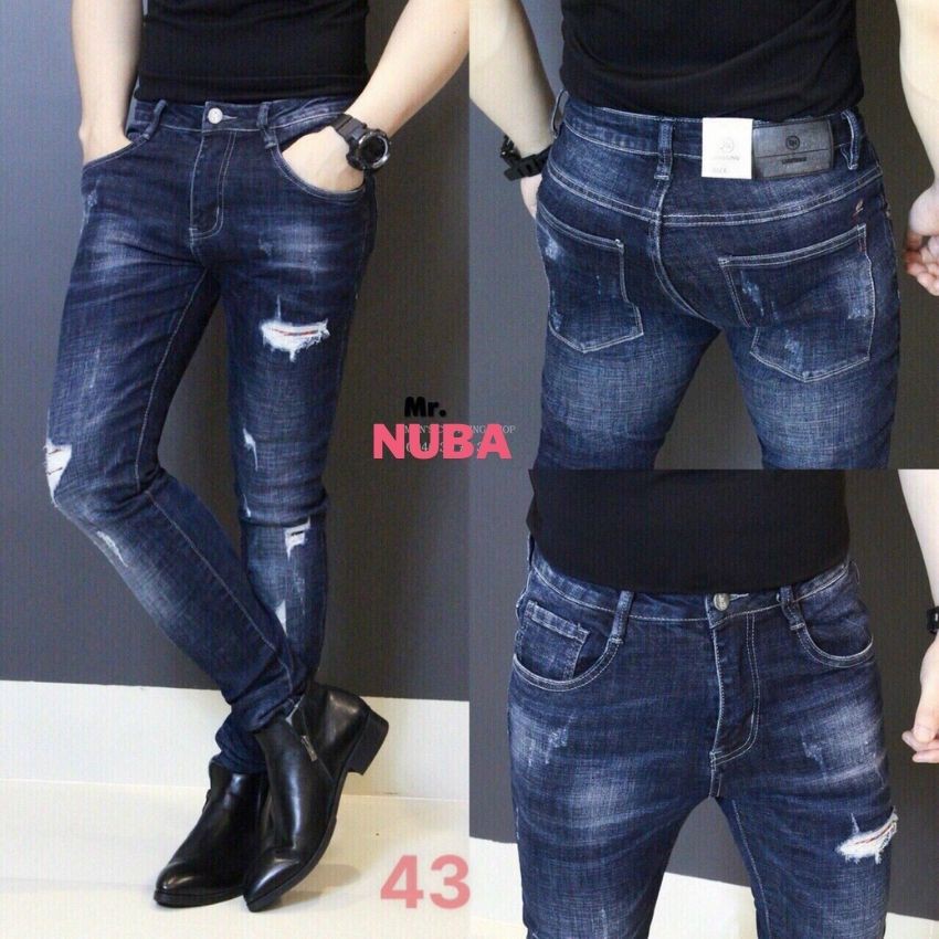 Quần jean nam cao cấp,quần bò đẹp giá rẻ xanh đen rách xước tcs 43