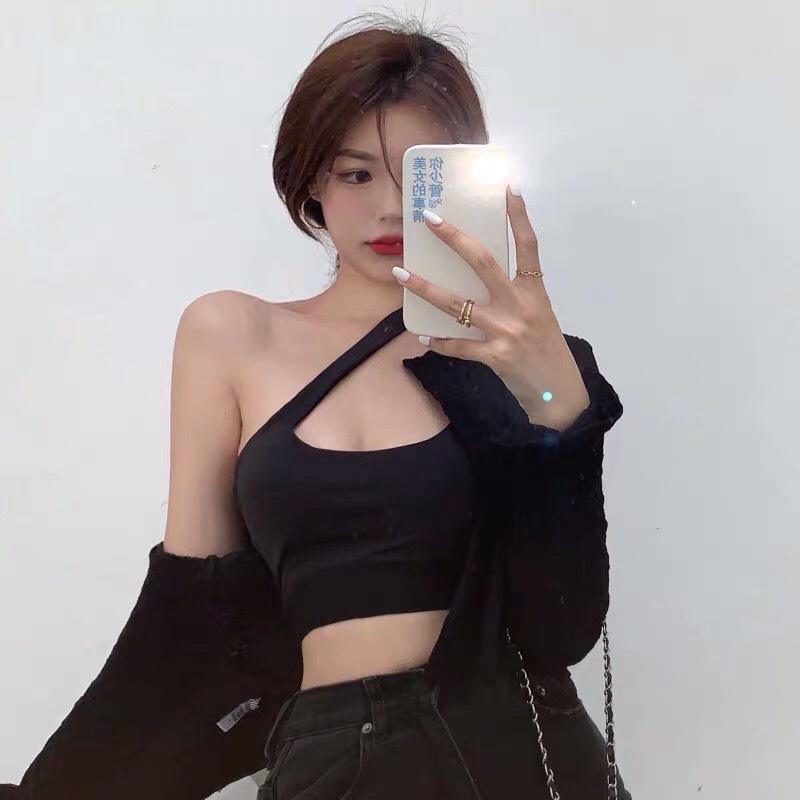Áo Yếm Cá Tính Lệch Vai Có 2 Dây Vắt Chéo Sành Điệu A555
