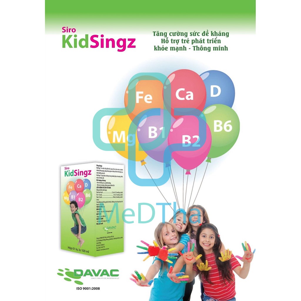 Siro KidSingz - Tăng sức đề kháng, hỗ trợ trẻ phát triển, khỏe mạnh, thông minh - Viện Pasteur Đà Lạt (DAVAC)