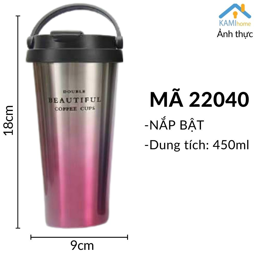 Ly giữ nhiệt Thái Lan Nắp bật 500ml bình cốc inox cao cấp mã 22015.22040.22041