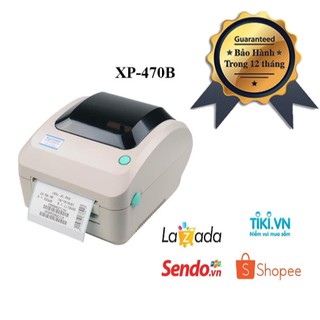 Máy in đơn hàng TMĐT Xprinter XP - 470B (USB) dùng decal nhiệt A6 in đơn hàng, in tem nhãn siêu thị, tạp hóa