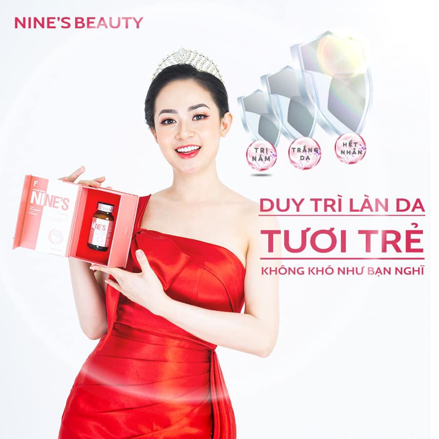 Viên uống trắng da Nine's Beauty. Giúp làm mờ nám sáng da giảm thâm tàn nhang Date mới Hộp 30 viên [Sản Phẩm Chính Hãng] | Thế Giới Skin Care