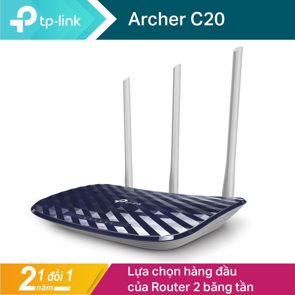 12.12 Hot Deals -TP-Link AC 750Mbps Bộ phát wifi không dây (Thiết bị mạng) - Archer C20 - Hàng Chính Hãng