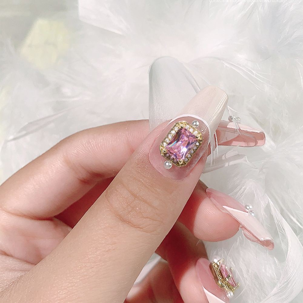 [Hàng mới về] Đá kim cương giả hình chữ nhật đính móng trang trí nghệ thuật 3D