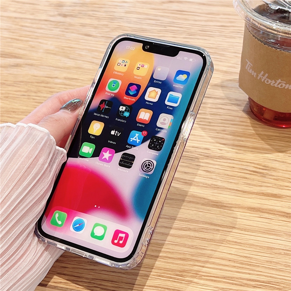 Ốp Điện Thoại TPU Silicon Trong Suốt Chống Sốc Phối Kim Tuyến Màu Gradient Cho Iphone 13 / 13 Pro / 13 Pro Max / 13