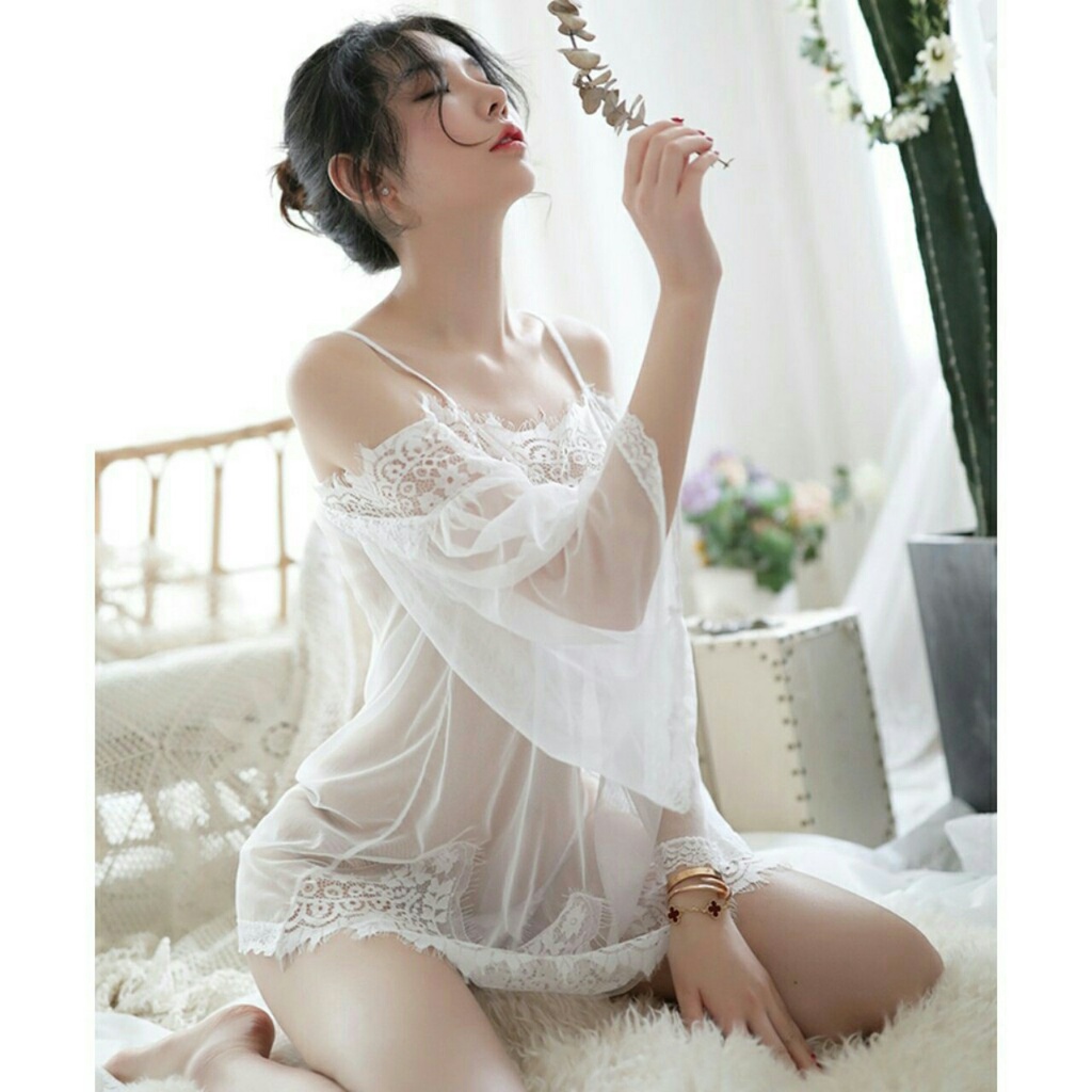 Váy Ngủ ,Đầm Ngủ Ren Xuyên thấu Trễ Vai Quyến Rũ 1527