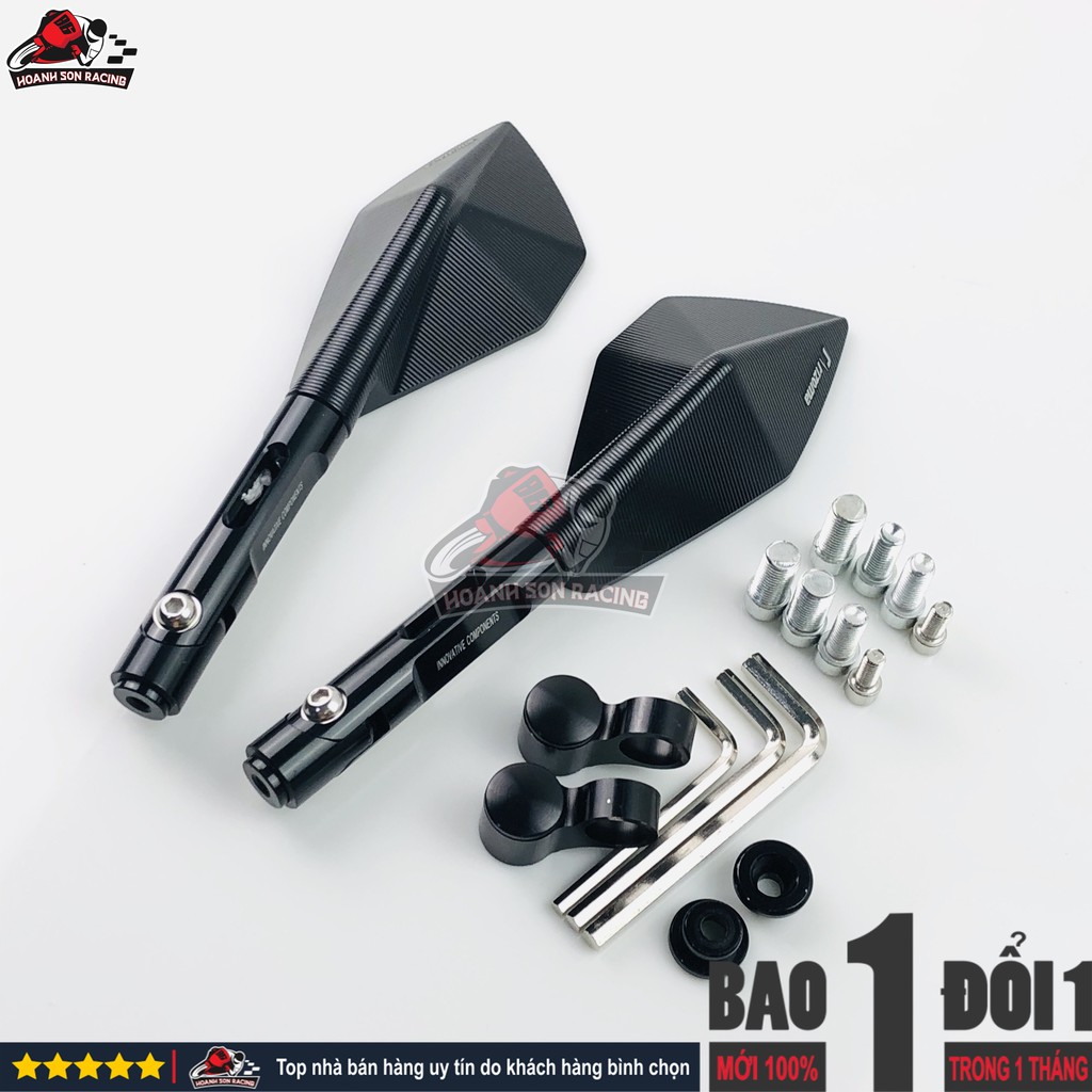 Gương 5 cạnh rizoma real nhập khẩu fullbox, gắn được tất cả các dòng xe, đầy đủ phụ kiện kèm theo  ĐEN