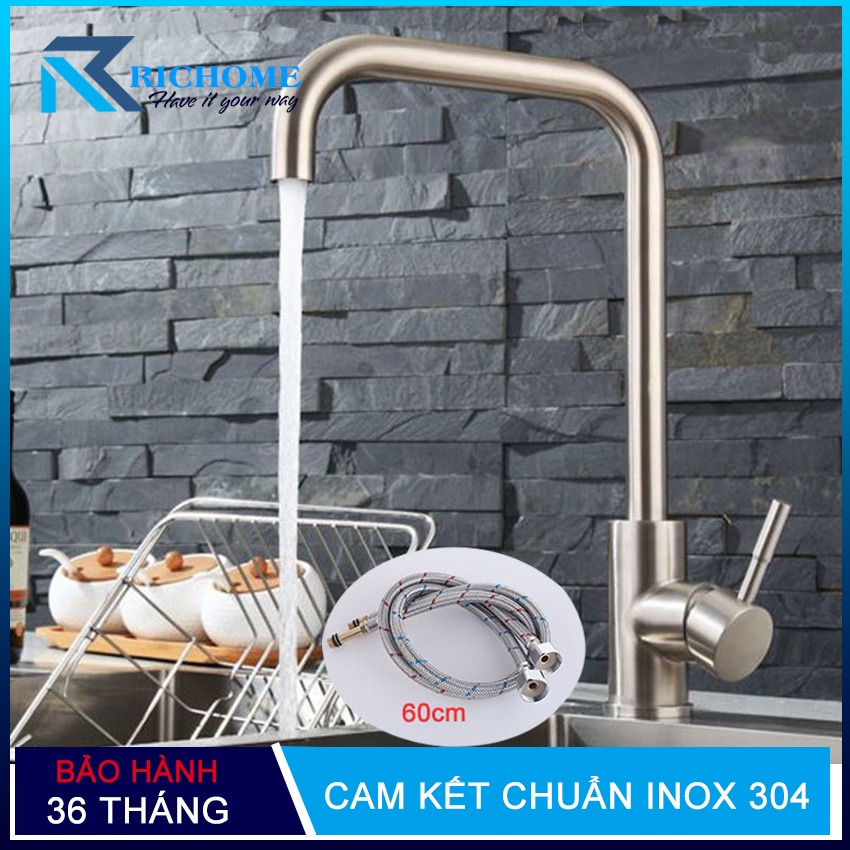 Vòi rửa chén bát nóng lạnh cắm chậu  OS602 Inox 304 nguyên khối- Bảo hành 3 năm
