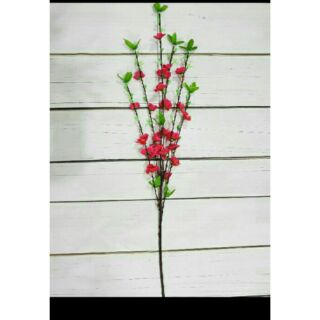 1 cành hoa đào đỏ  đẹp dài 1m